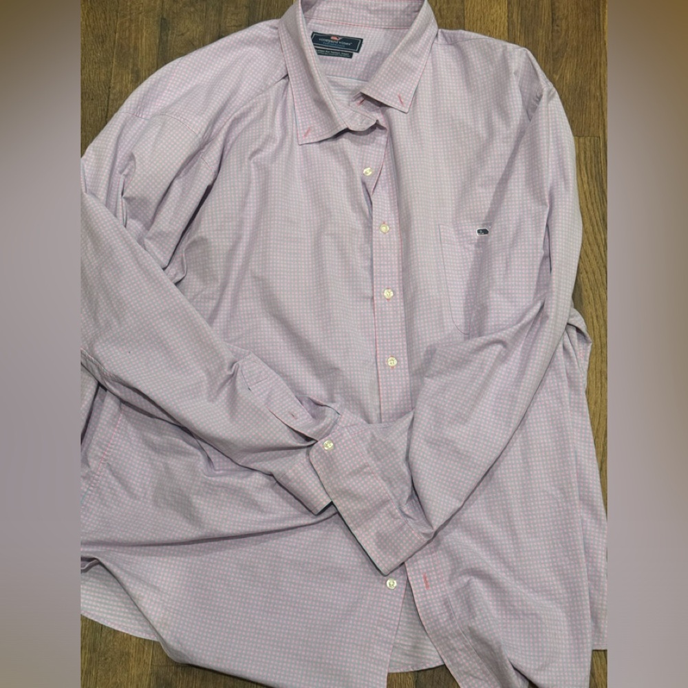 Pink and purple plaid Vineyard Vines dress shirt ~ 2/3XL